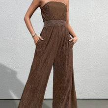 Загрузить изображение в средство просмотра галереи, Strapless Textured Ruching Wide Leg Jumpsuit
