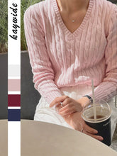 Load image into Gallery viewer, V Neck Cable Pattern Sweater
