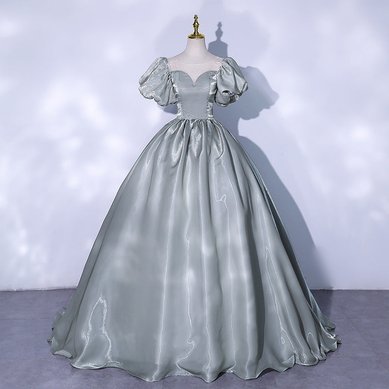 Satin Puff Sleeve Performance Dress
