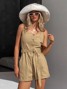 Spaghetti Elastic Waist Jumpsuit