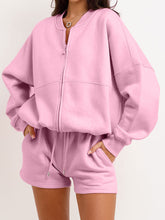 Laden Sie das Bild in den Galerie-Viewer, Zip-up Sweatshirt+Shorts Two Piece Set
