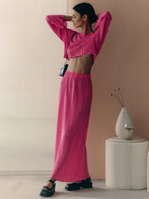 Load image into Gallery viewer, Pleated Flare Sleeve Crop Top + Pencil Skirt Two Piece Set
