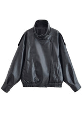 Laden Sie das Bild in den Galerie-Viewer, Stand Collar Pu Biker Jacket 街
