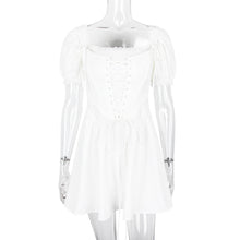 Load image into Gallery viewer, White Puff Short Sleeve Boning Top Dress Two Piece Set
