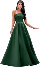 Laden Sie das Bild in den Galerie-Viewer, Satin Strapless Long Flare Coming-of-Age Ceremony Chorus Art Performance Event Dress
