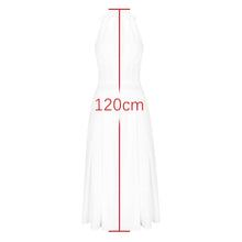 Carica l&#39;immagine nel visualizzatore di Gallery, White Halter Neck Slim Backless Boning Midi Dress
