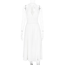 Carica l&#39;immagine nel visualizzatore di Gallery, White Halter Neck Slim Backless Boning Midi Dress

