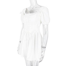 Load image into Gallery viewer, White Puff Short Sleeve Boning Top Dress Two Piece Set
