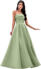 Laden Sie das Bild in den Galerie-Viewer, Satin Strapless Long Flare Coming-of-Age Ceremony Chorus Art Performance Event Dress
