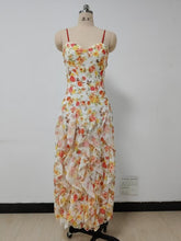 画像をギャラリービューアに読み込む, Spaghetti Chiffon Printed Floral Fairy Maxi Dress
