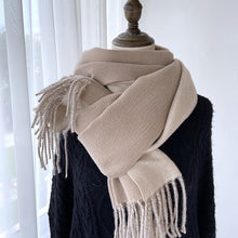 Load image into Gallery viewer, Solid Color Tassel Scarf and Poncho
