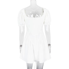 Load image into Gallery viewer, White Puff Short Sleeve Boning Top Dress Two Piece Set
