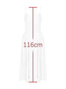 V Neck Spaghetti Backless Flare Midi Dress