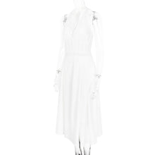 Carica l&#39;immagine nel visualizzatore di Gallery, White Halter Neck Slim Backless Boning Midi Dress
