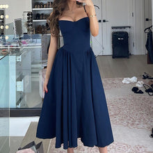 Load image into Gallery viewer, Spaghetti Cupped Slim Flare Midi Dress
