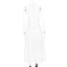 Carica l&#39;immagine nel visualizzatore di Gallery, White Halter Neck Slim Backless Boning Midi Dress
