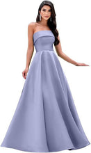 Laden Sie das Bild in den Galerie-Viewer, Satin Strapless Long Flare Coming-of-Age Ceremony Chorus Art Performance Event Dress
