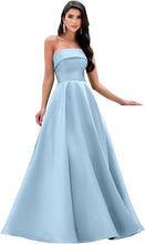Laden Sie das Bild in den Galerie-Viewer, Satin Strapless Long Flare Coming-of-Age Ceremony Chorus Art Performance Event Dress
