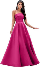 Laden Sie das Bild in den Galerie-Viewer, Satin Strapless Long Flare Coming-of-Age Ceremony Chorus Art Performance Event Dress
