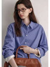 Load image into Gallery viewer, Preppy Blue Plaid Oversized Shirt
