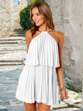 画像をギャラリービューアに読み込む, Halter Neck Double-layer Pleated Mini Dress
