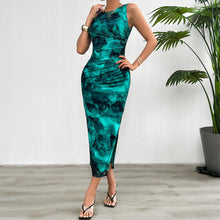 Load image into Gallery viewer, Sleeveless Printed Mesh Bodycon Midi Dress

