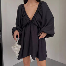Load image into Gallery viewer, Deep V Neck Long Sleeve Mini Dress
