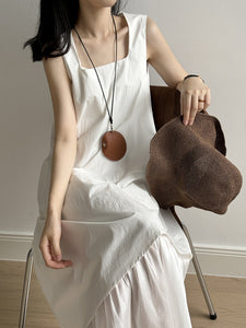 Sleeveless Asymmetrical Hem Spliced Midi Dress
