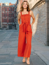 Load image into Gallery viewer, Sleeveless Belted Button Up Jumpsuit
