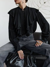 Load image into Gallery viewer, Frilled Stand Collar Oversized Blouse
