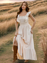 画像をギャラリービューアに読み込む, Off Shoulder Smocking Ruffle Maxi Dress
