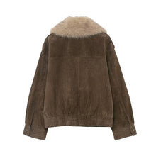Load image into Gallery viewer, Faux Fur Collar Short Velour Jacket
