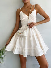 画像をギャラリービューアに読み込む, Spaghetti Smocking Tiered Ruffle Mini Dress
