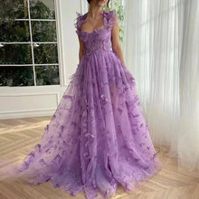 Load image into Gallery viewer, Elegant 3D Embroidery Butterfly Lace Tulle Evening Dress
