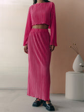 Load image into Gallery viewer, Pleated Flare Sleeve Crop Top + Pencil Skirt Two Piece Set
