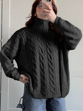画像をギャラリービューアに読み込む, Zip Collar Cable Pattern Oversized Sweater

