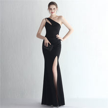Load image into Gallery viewer, Satin Slim One Shoulder Long Mermaid Evening Dress

