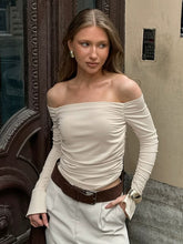 Cargar imagen en el visor de la galería, Off Shoulder Long Sleeve Slim T Shirt
