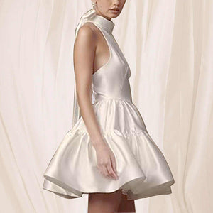 Satin Backless Short A Line Birthday Party Dress