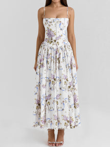 Printed Floral Slim Flare Maxi Dress