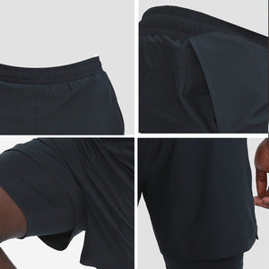 Men's Summer Faux Two-piece Lined Quick Dry Basketball Sporty Shorts