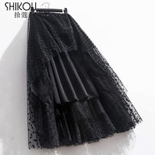 Load image into Gallery viewer, High Elastic Flocking Polka Dot Puffy Tulle Midi Skirt
