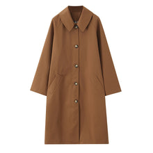 Load image into Gallery viewer, Turn-down Collar Single Breasted Contrast Long Windbreaker
