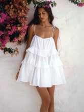画像をギャラリービューアに読み込む, Spaghetti Tie Bow Backless Flared Mini Tiered Dress
