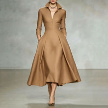 画像をギャラリービューアに読み込む, 2026 Fall Winter Elegant V-Neck Waist Slim Long Sleeve Dress for Women, European &amp; American Style
