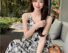 画像をギャラリービューアに読み込む, Wash Painting V Neck Spaghetti Maxi Beach Dress Tea Dress

