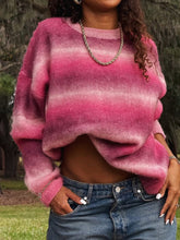 画像をギャラリービューアに読み込む, Spliced Stripe Pink Sweater
