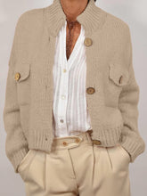 画像をギャラリービューアに読み込む, Stand Collar Short Oversized Cardigan
