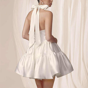 Satin Backless Short A Line Birthday Party Dress