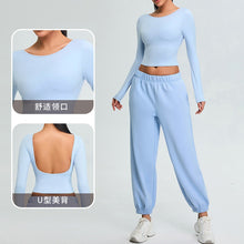 Laden Sie das Bild in den Galerie-Viewer, Long Sleeve Backless Yoga T shirt Women Outdoor Quick Dry Gym Running Sports T shirt
